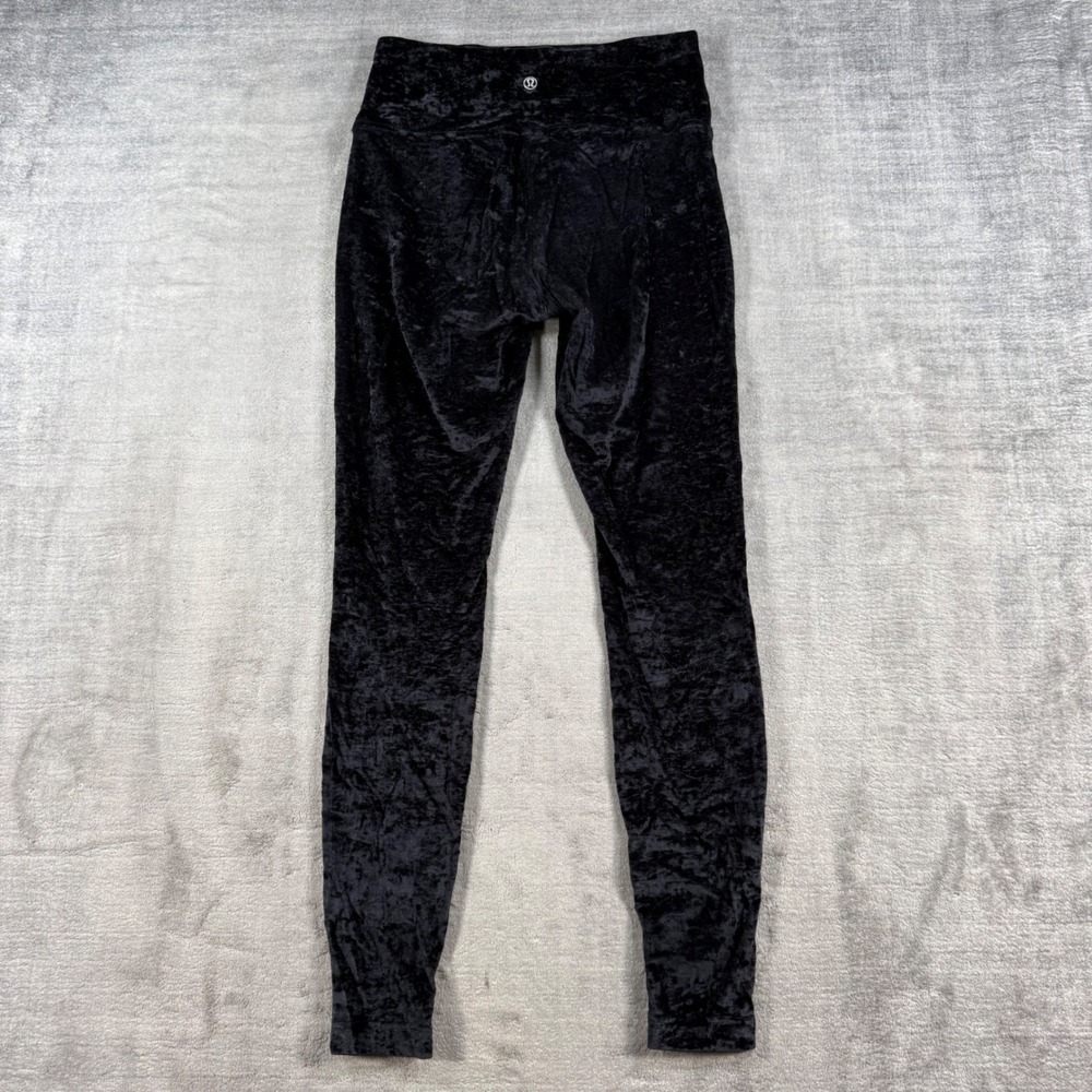 Lululemon Align Leggings Womens 8 Black Crushed Velvet High Rise 28" Yoga Pants